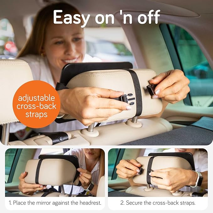 Baby Uma Car Window Shades + Baby Car Mirror - UPF 50+ Window Shade 2 Pack PLUS 1 Shatterproof, XL View Mirror for Baby, Easy On 'n Off, Newborn Essentials