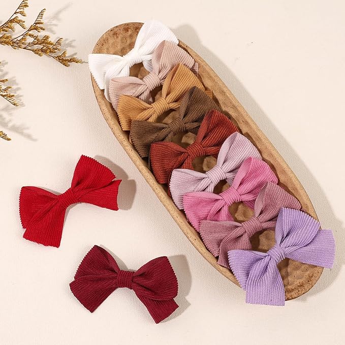 Oaoleer 40Pcs 3Inch Hair Bows for Toddler Girls, Velvet Neutral Pigtail Bows Alligator Clips Hair Barrettes Accessories for Baby Little Girls Kids