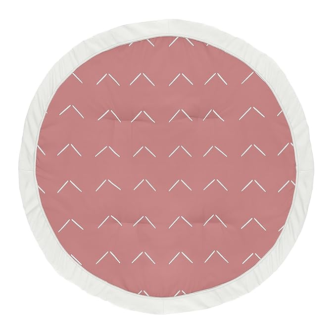 Sweet Jojo Designs Mauve Pink Boho Arrow Girl Baby Play Mat Tummy Time Activity Infant Playmat Playpen Tent Teepee Floor Dark Rose Modern Bohemian Farmhouse Shabby Chic Tribal Ivory Arrow Diamond Tuft