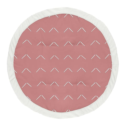 Sweet Jojo Designs Mauve Pink Boho Arrow Girl Baby Play Mat Tummy Time Activity Infant Playmat Playpen Tent Teepee Floor Dark Rose Modern Bohemian Farmhouse Shabby Chic Tribal Ivory Arrow Diamond Tuft