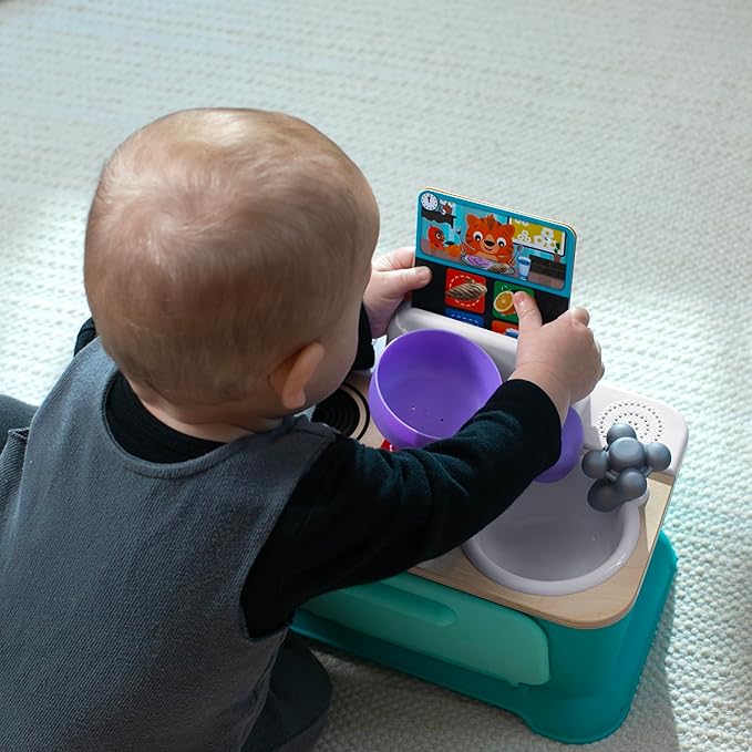 Baby Einstein + Hape Magic Touch Kitchen Play Toy Cooking Stove Set with Real Sounds and Music, Fine Motor Skill Development, Ages 1, 2, 3, 4+