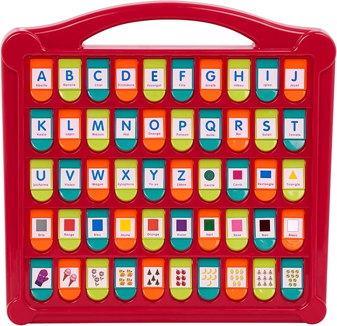 Battat - Alphabet Cache-Cache - French Alphabet Toy for Learning - 50 Pop-Up Flaps - Letters, Words, Numbers, Colors, Shapes - Educational Toy for Toddlers, Kids - 3 Years +