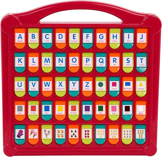 Battat - Alphabet Cache-Cache - French Alphabet Toy for Learning - 50 Pop-Up Flaps - Letters, Words, Numbers, Colors, Shapes - Educational Toy for Toddlers, Kids - 3 Years +