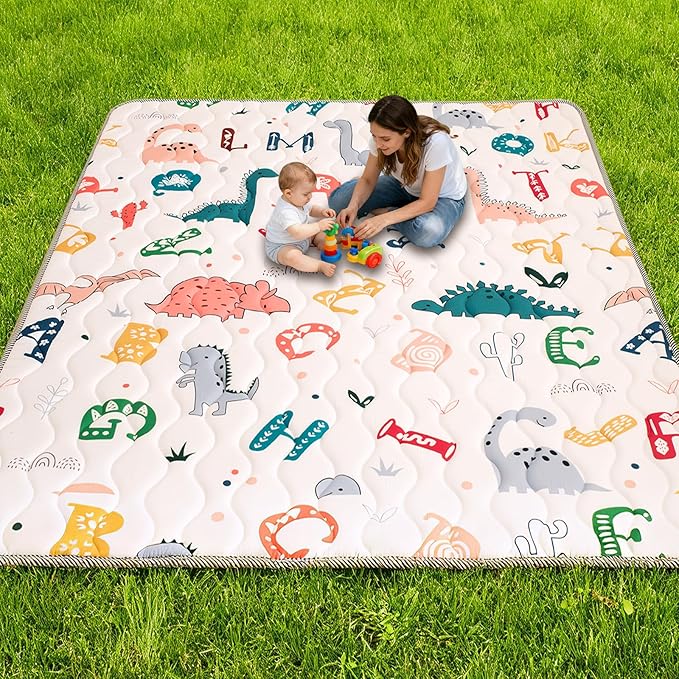Wirhao Baby Play Mat for Floor, 71'' x 59'' Thicken Foam Soft Padded Mat for Baby, Playpen Mat for Toddlers Infant Kids, Machine Washable, Non-Slip Bottom Safe for Crawling (Dinosaur)