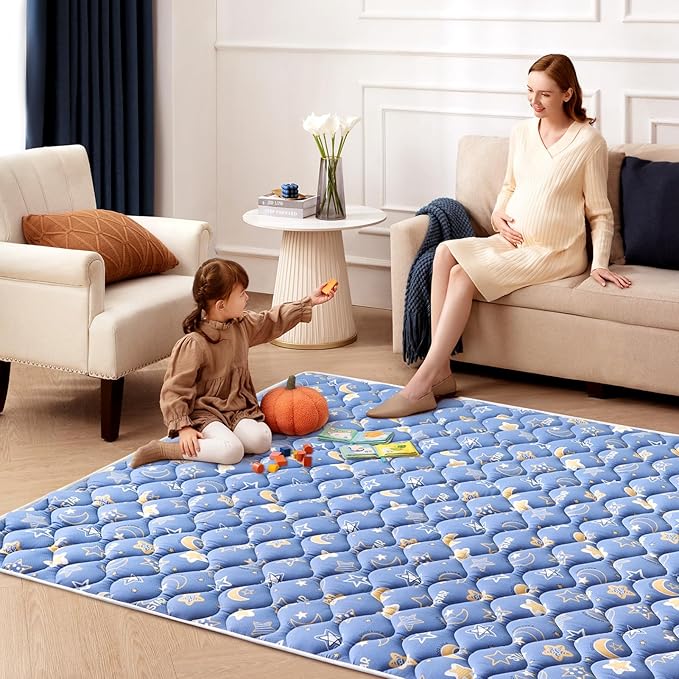 Odorless Premium Foam Baby Play Mat 36" x 36", Soft Microfiber Fabric Crawling Mat for Floor- Comfortable and Hypoallergenic, Non-Slip Cushioned Floor Playpen mat for Infants,Babies,Toddlers