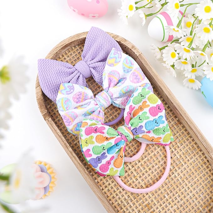 Easter Bows for Girls Bunny Baby Girl Headbands Easter Hair Bows Rabbit Eggs Bow Toddler Hair Accessories Infant Bows Headband Newborn Purple