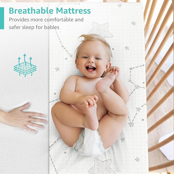 YENING Breathable Pack and Play Mattress Pad 38x26 Waterproof Baby Mattress for Pack N Play Matress Topper Waterproof with Strap