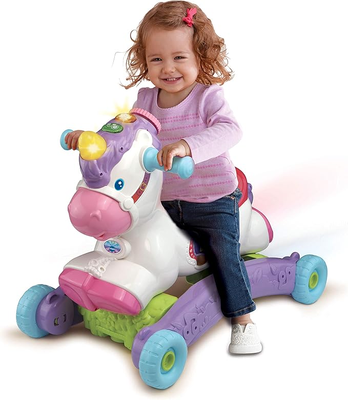 VTech Rock and Ride Unicorn Baby Ride On Toy, Rocker, Interactive Baby Musical Toy with Learning and Sound Features, First Steps Walking Support for Babies & Toddlers Aged 18-36 Months Old