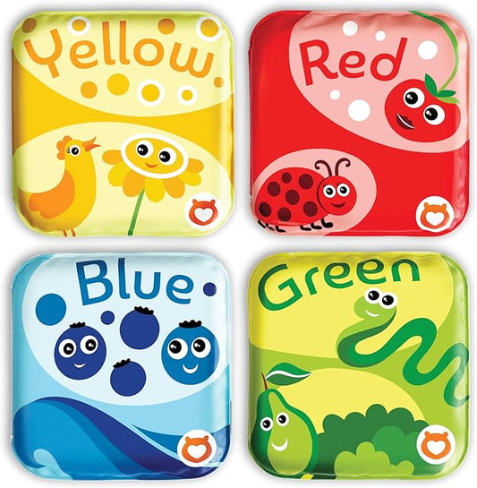 BabyBibi Floating Baby Bath Books for Baby. Kids Learning Bath Toys. Waterproof Bathtime Toys for Toddlers. Kids Educational Infant Bath Toys. (Set of 4: Color Recognition Bath Books)