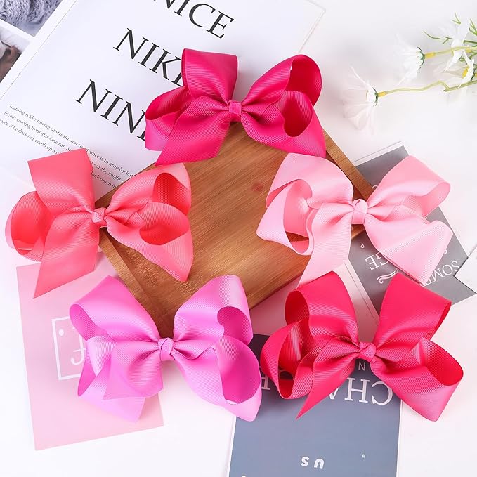 Hair Bows for Girls 10PCS Girls Toddler bows Clips Black Grosgrain Ribbon Alligator Clips Kids Hair Accessories