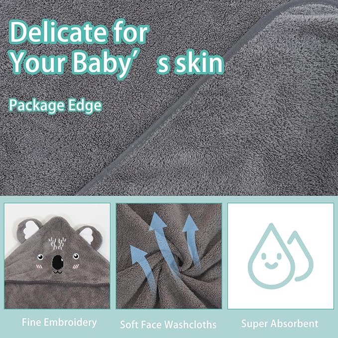 2Pcs Baby Hooded Towel,31 * 31 in Toddler Bath Towels for Newborn Babies,Toallas de Baño para Bebe,Organic Infant Kids Boy Essentials 1-3