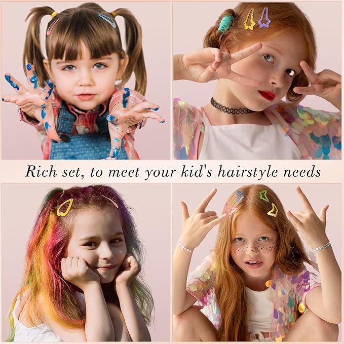 obeoby 82 Pcs Colorful Hair Clips for Girls, 5 Shapes Cute Metal Snap Hair Clips Heart Star Butterfly Barrettes for Kids Baby Toddlers Accessories Daughter Birthday Gifts Graduation