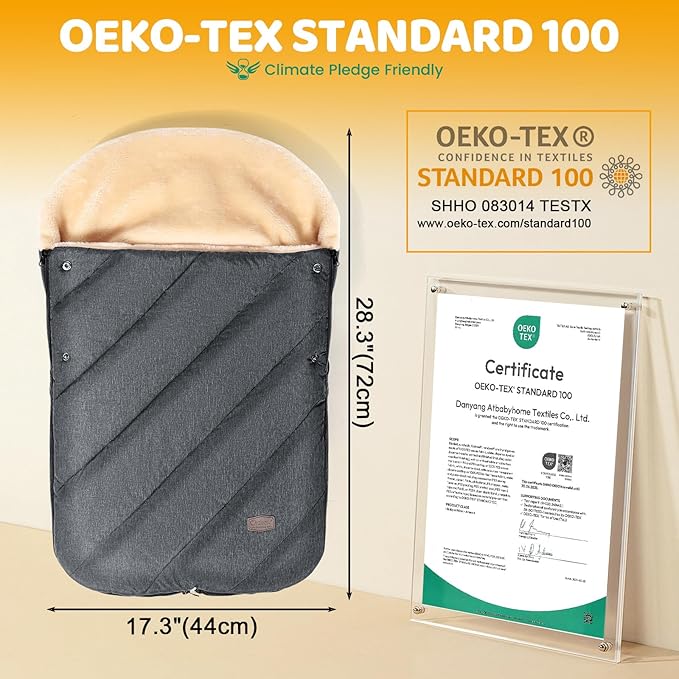 Orzbow Faux Sheepskin Winter Car Seat Cover for Babies, Water Repellent Bunting Bag for Car Seats & Strollers, Warm and Cozy Carseat Footmuff to Protect Baby from Cold Wind, Machine Washable, Gray