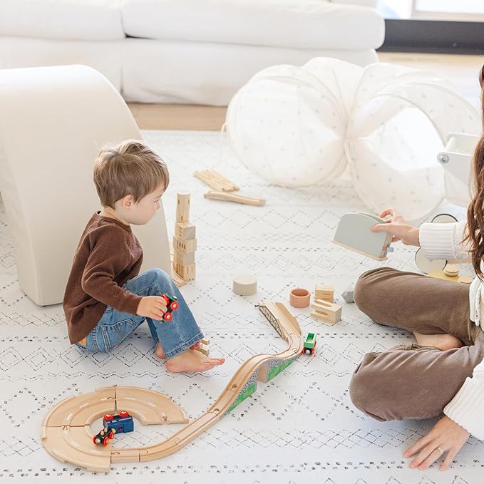 Little Landings Baby Play Mat for Floor - Boho (6x8ft) - Premium EVA Foam Play Mat for Babies & Toddlers (Ages 0-5+) - Non-Toxic Playmat for Tummy Time, Crawling & Playroom - Stylish & Comfortable