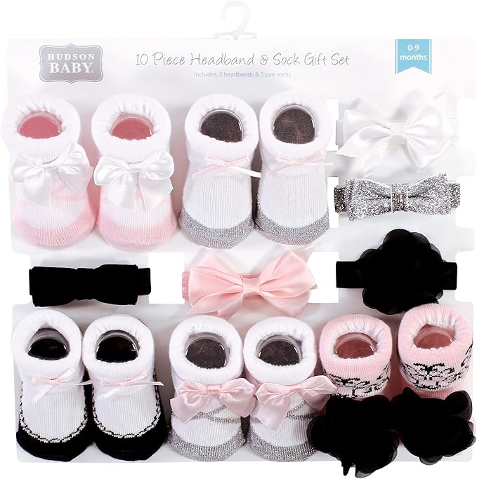 Hudson Baby Girl's Headband and Socks Giftset
