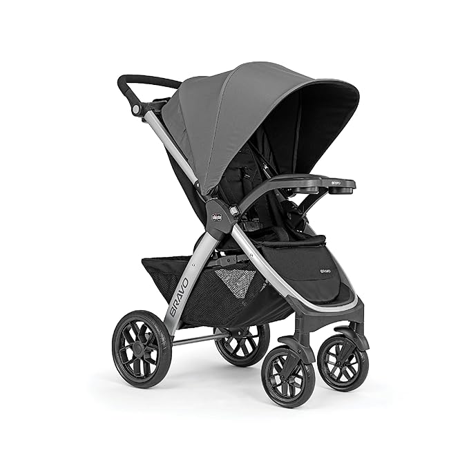 Chicco Bravo 3-in-1 Trio Travel System, Bravo Quick-Fold Stroller with KeyFit 30 Infant Car Seat and Base, Brooklyn/Navy