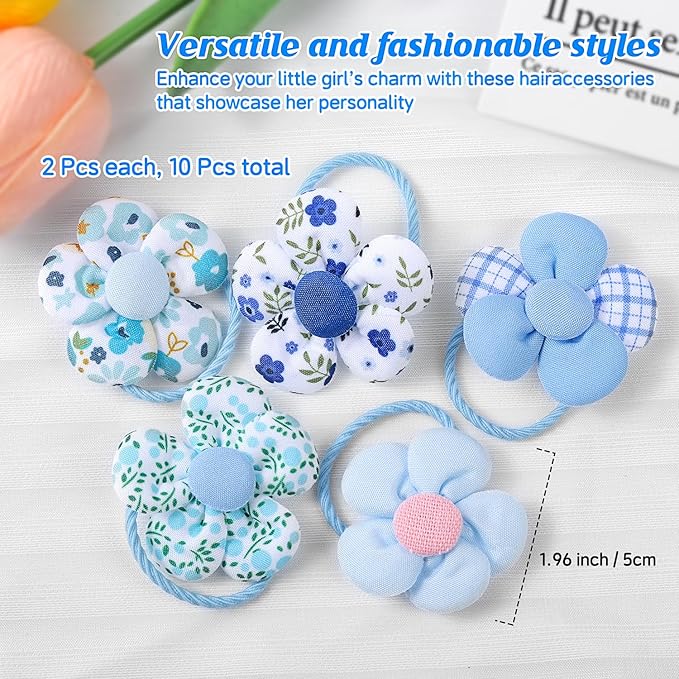 400 Pcs Baby Girls Hair Accessories Set,Baby Girls Hair Ties,Flower Bows Rubber Bands,Hair-friendly Hair Clip,Soft Elastic Hair Bands,Claw Clip(Blue)