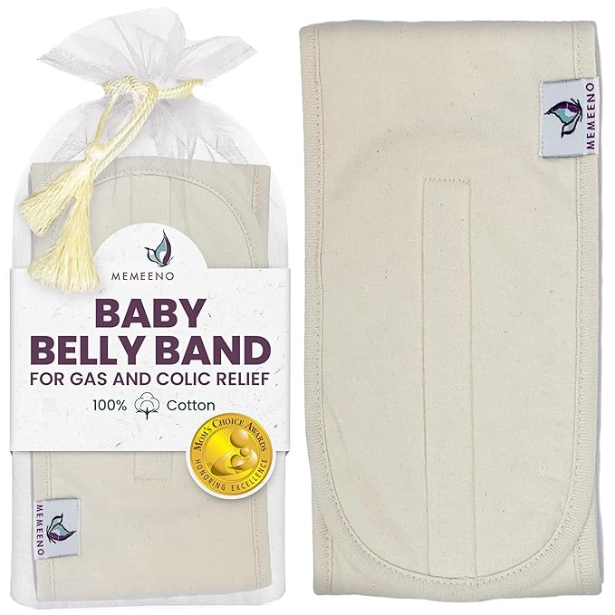 MEMEENO Baby Belly Band for Gas and Colic Baby Relief - Belly Band for Baby Heating Pad for Colic, Baby Gas Relief, Gas Relief for Infants, Baby Heated Tummy Wrap, Naturelle