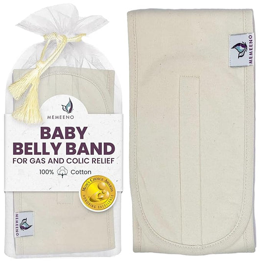 MEMEENO Baby Belly Band for Gas and Colic Baby Relief - Belly Band for Baby Heating Pad for Colic, Baby Gas Relief, Gas Relief for Infants, Baby Heated Tummy Wrap, Naturelle