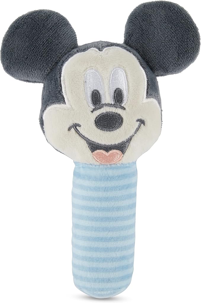 Disney Mickey Mouse Assorted Plush Lovie Rattle Set Pack of 2 - Soft and Cuddly Plush Material, Built-in Rattle for Sensory Stimulation,Vibrant Colors and Intricate Details