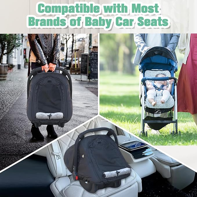 Baby Car Seat Cover Winter, Warm Cozy Carseat Cover for Babies with Mesh Window Breathable, Full Protection Infant Car Seat Covers for Boys Girls, Windproof Newborn Car Seat Canopy, Black