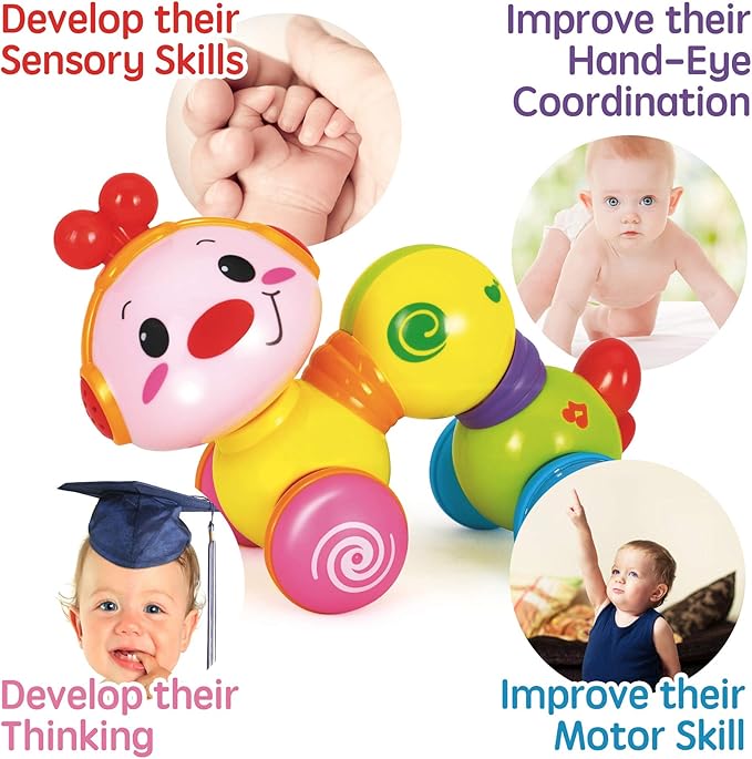 Stone and Clark My First Smartphone & Musical Press & Go Caterpillar Toy Bundle - Interactive Learning Toys for Toddlers