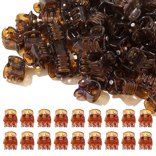 100PCS Tiny Hair Clips for Girl,Mini Claw Clips for Women, 1cm Plastic Mini Claw Clips for Babies, Hair Accessories Non Slip Pins Hair Clamps,Designed for Thin Or Thick Hair,Good Gift(Coffee)