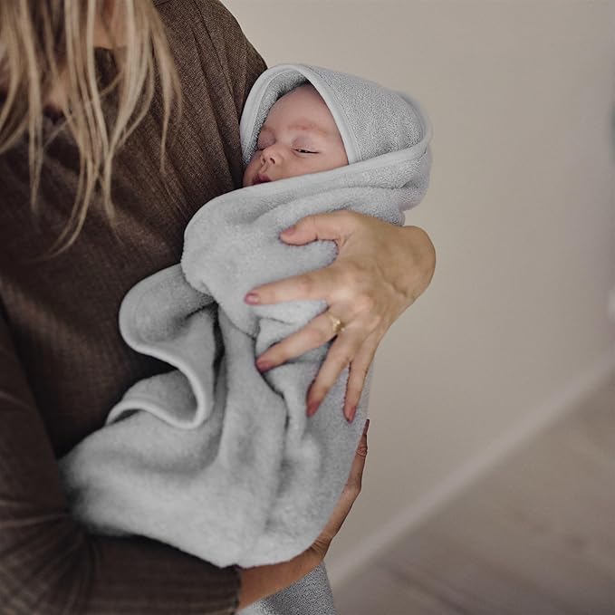Hooded Baby Towel - 100% Organic Cotton Baby Bath Towels – Baby Towels, Baby Bath Towels for Baby Boy, 32" x 32" Super-Soft and Absorbent Baby Towels for Newborn (Pearl Grey)