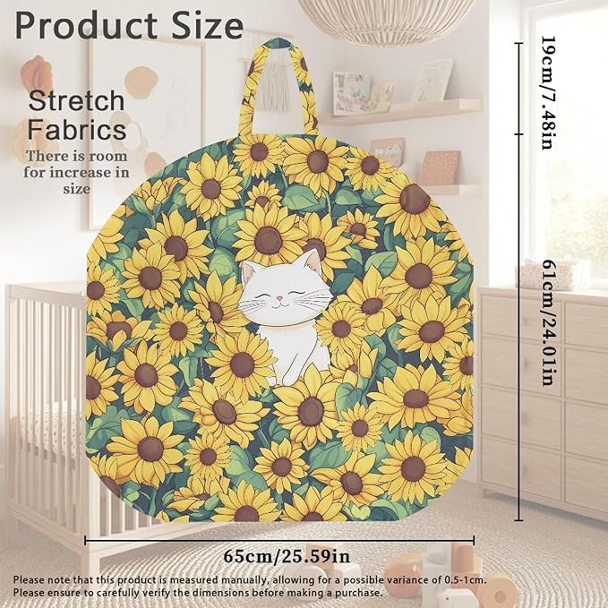 Sunflower and Cat Baby Lounger Cover Lounger Cover for Boys Girls Comfy Fit Infant Lounger for Baby, Infant Removable Slipcover Breathable and Washable