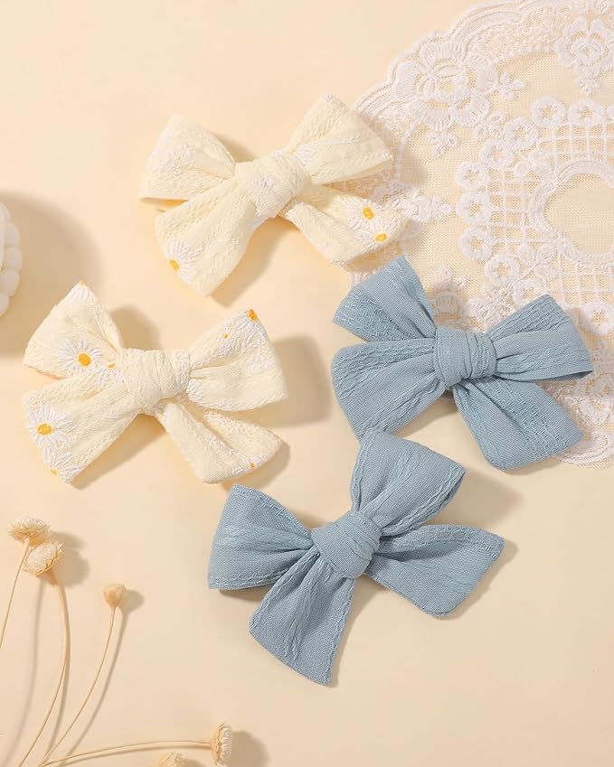 doboi 20PCS Baby Girls Linen Hair Bows Clips Fully Lined Hair Barrettes Accessories for Babies Infant Toddlers Kids in Pairs