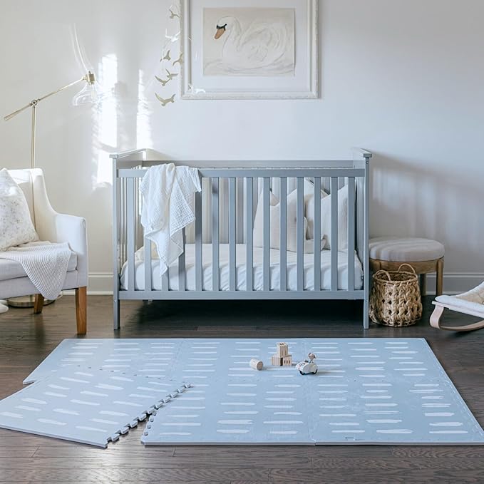 Little Landings Baby Play Mat for Floor - Shoreline (6x6ft) - Premium EVA Foam Play Mat for Babies & Toddlers (Ages 0-5+) Non-Toxic Playmat for Tummy Time, Crawling & Playroom - Stylish & Comfortable