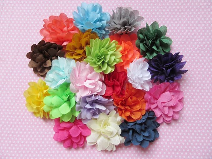 YYCRAFT Pack Of 38 Pcs Satin Silk Flower 2" Hair Flower Headband-Mix Color