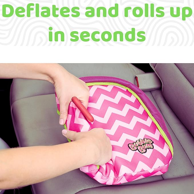 Bubblebum Booster Car Seat, Inflatable Booster Seat for Kids, Travel Carseat, Backless Portable Child Safety Seats for Car, Inflatable Seats for Cars 40-100 lbs, for 4 Year Old + Toddler, Kid - Pink
