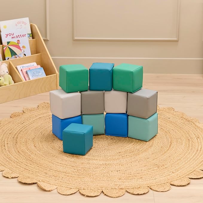 Mosaic Toddler Foam Building Blocks, Stacking Cubes, Contemporary, 12-Piece