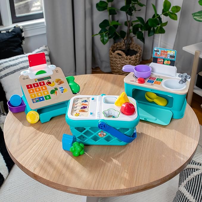 Baby Einstein + Hape Magic Touch Toy Cash Register Pretend to Check Out Toy, Real Sounds and Music, Ages 1, 2, 3, 4+
