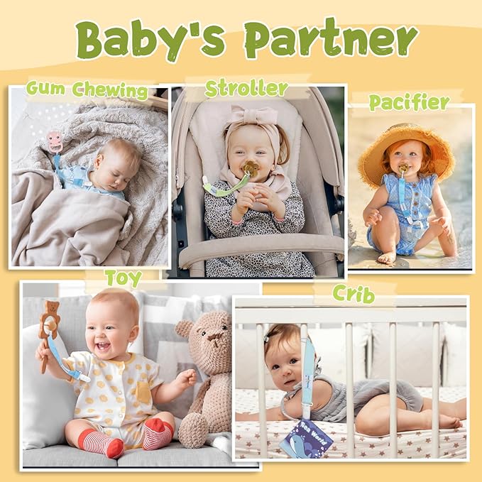 babygoal Floral Pacifier Clips, 6 Pack Binky Paci Holder Clips Leashes Fits for Most Baby Pacifiers and Binkies