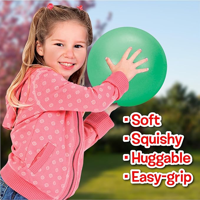 Small World Toys Gertie Handball, 9" Inflatable Sensory Balls, Soft Huggable Squishy Bouncy Ball for Kids Ages 3+, Toddler Ball for Sensory Development (Green)