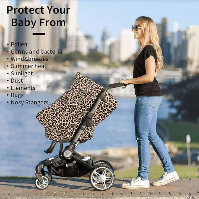 Leopard Print Baby Car Seat Cover, Multi Use Stroller Cover, Leopard Baby Stuff