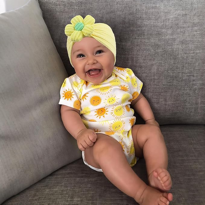 LemonSpace Handmade Baby Headbands with Big Sunflower Soft Strechy Baby Girls Nylon Hairbands Colorful Flower Bows for Newborns Infants Toddlers Baby Hair Accessories for Girls Gifts
