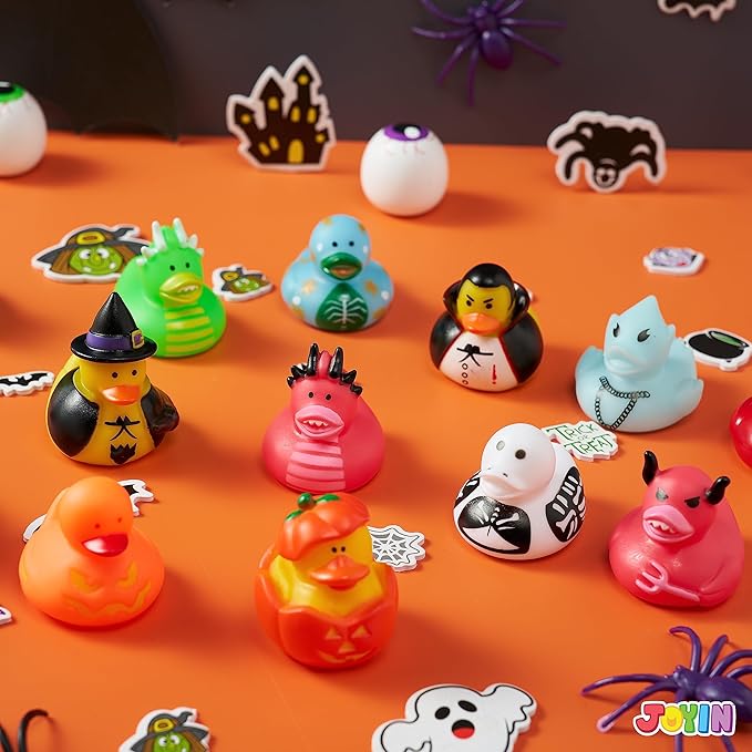 JOYIN 18 PCS Halloween Rubber Ducks, Halloween Ducks for Halloween Party Favors Decorations, Rubber Duckies Baby Bath Toys for Goodie Bag Fillers School Classroom Carnival Game Prizes