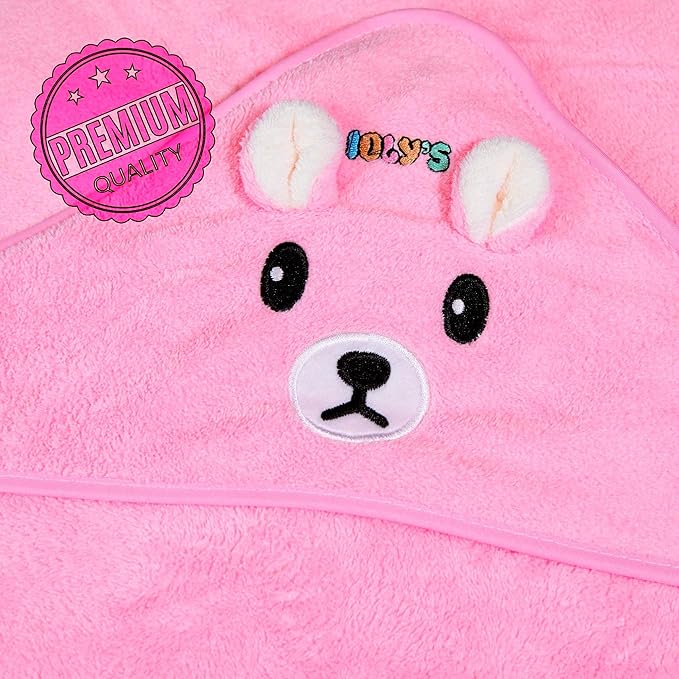 Ioly's Hooded Baby Bath Towels for Newborn Essentials 41" x 41" (Large) Towel with Hood for Toddler Babies Infant Baby Towels with Hood Cosas para Bebes recien nacidos Baby Bath Items (Pink)