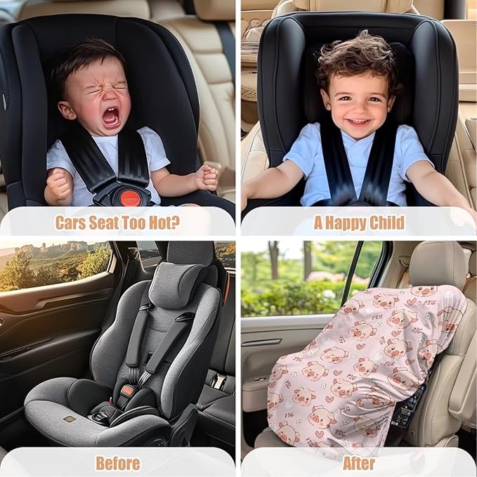 XYZCANDO Pig Print Car Seat Covers for Babies Cute Car Seat Cover Baby Travel Easy to Install Car Seat Sun Cover for Baby Replacement Infant Car Seat Protector Toddler Car Accessories 2025