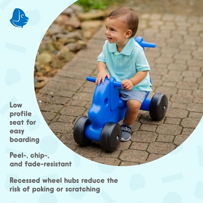 Careplay 2-in-1 Puppy Push & Ride-on Toy, Indoor & Outdoor Use, Low Profile Seat, Recommended for Children up to 50lbs, Durable Construction, Made in The USA, Blue