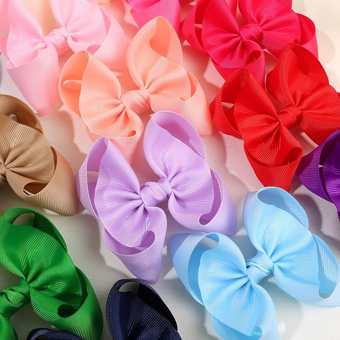 Oaoleer 20PCS 3 Inch Hair Bows for Girls Grosgrain Ribbon Toddler Hair Accessories with Alligator Clips for Toddlers Baby Girls Kids Teens in Pairs