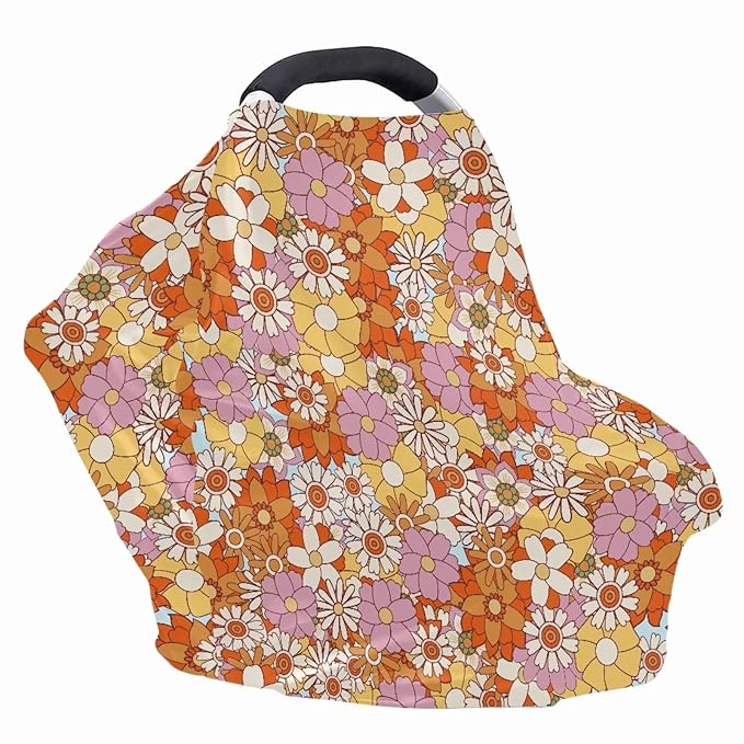 Colorful Hippie Infant Stroller Cover Multi-Purpose Durable Stroller Canopy Covers Windproof Car Seat Canopy Cover Dust Cover Privacy Protection Breastfeeding Shawl