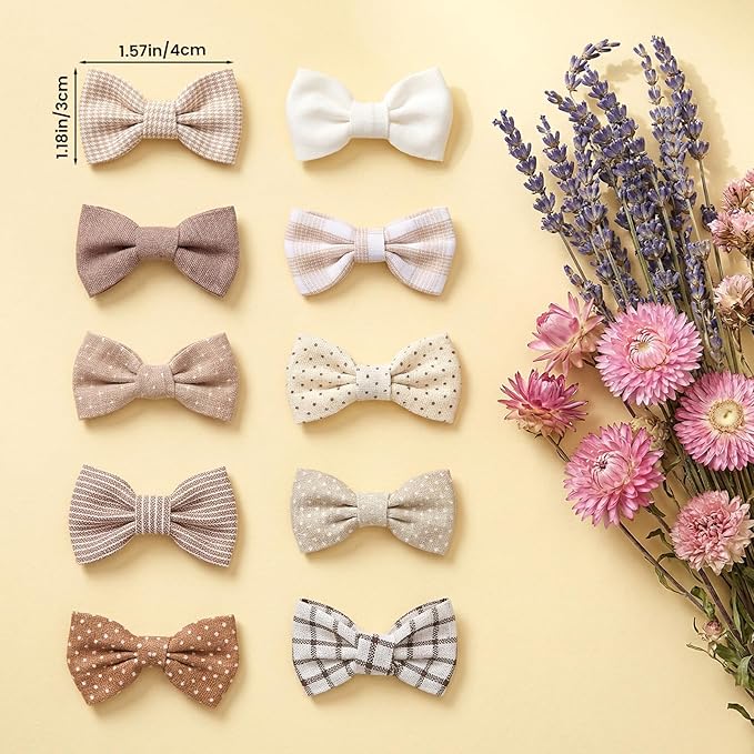 20 Pcs Baby Hair Clips Bows for Baby Girls Handmade Hair Accessories Fully Lined Clips Non Slip Barrettes for Fine Cute Tiny Bows Barrettes for Infants Toddlers, and Little Girls