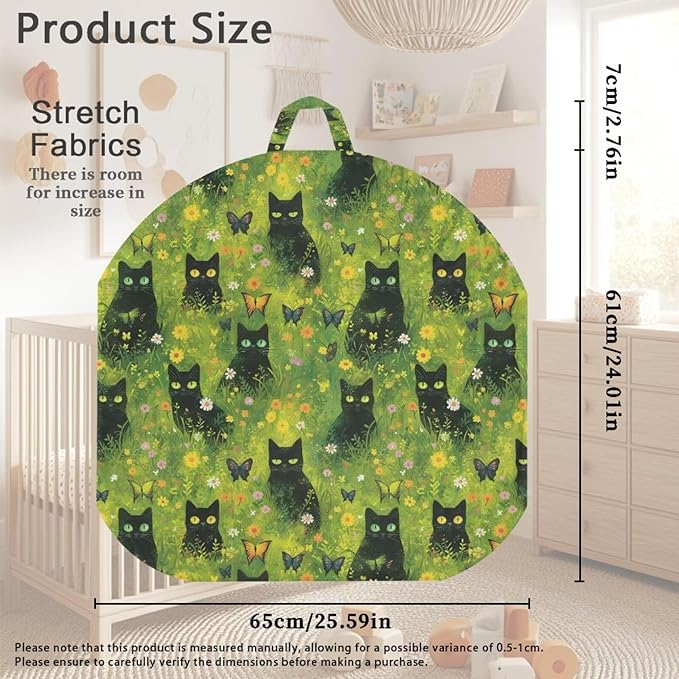 Green Grass and Black Cat Newborn Lounger Cover Strechy Newborn Lounger Cover, Removable and Ultra Soft Sung Fitted Baby Lounger Slipcover Protector Easy to Use and Dustptoof