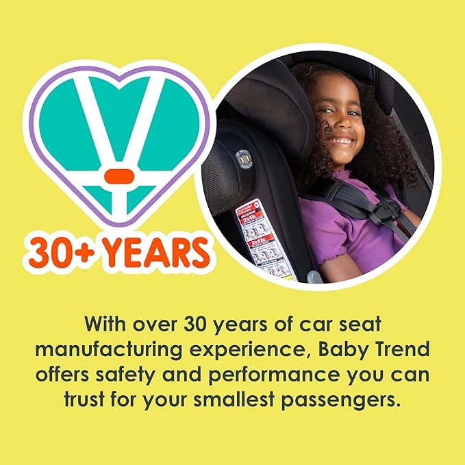 Baby Trend Hybrid SI 3-in-1 Combination Booster Seat, Hoboken Black – Side-Impact Protection, 3-Stage Growth Design, Adjustable Headrest, Cushioned Comfort