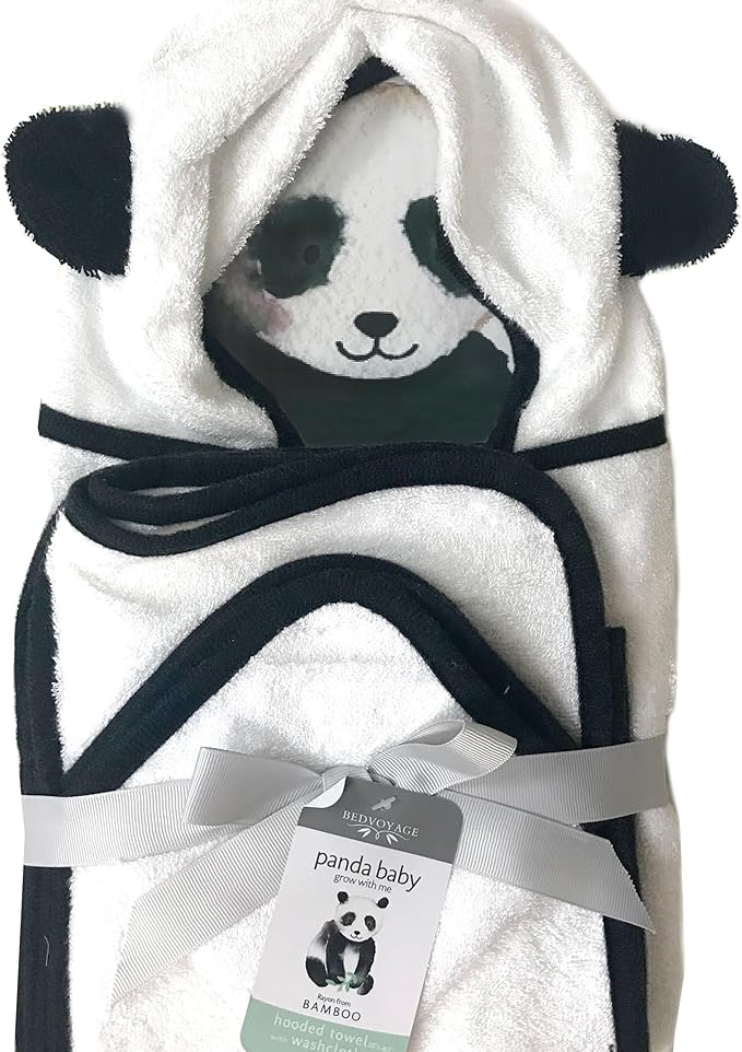 BedVoyage Baby Hooded Towel, 2pc with Baby Washcloth, Viscose Derived from Bamboo & Cotton, Toddler Bath Towels, Gentle, Plush & Absorbent for Babies & Toddlers