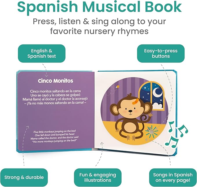 Binibi Estrellita ¿Dónde Estás? – Bilingual Musical Sound Book for Toddlers 1–3, Spanish Lullabies & Nursery Rhymes, Interactive Board Book. Libro en Español para Niños.